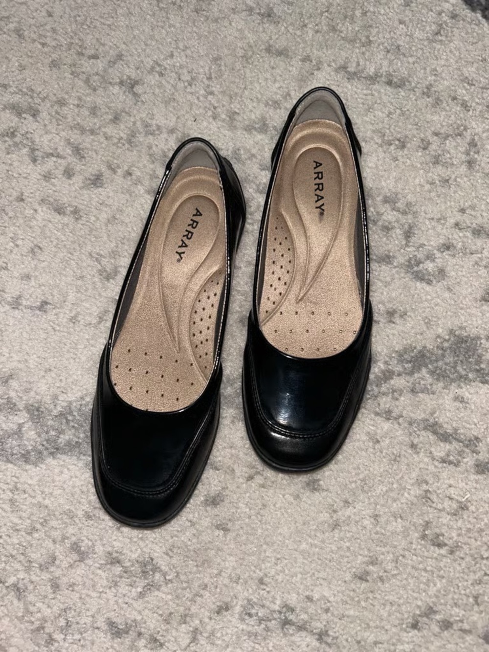 ARRAY Black Patent Slip-On Loafers for Women